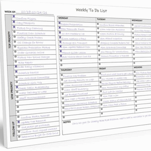 Weekly To Do List Notepad, 60 Page Task Planning Pad w/Daily Checklist, Priority Todo Checkbox & Notes. Desk Notebook to Organize Office 11 X 8.5